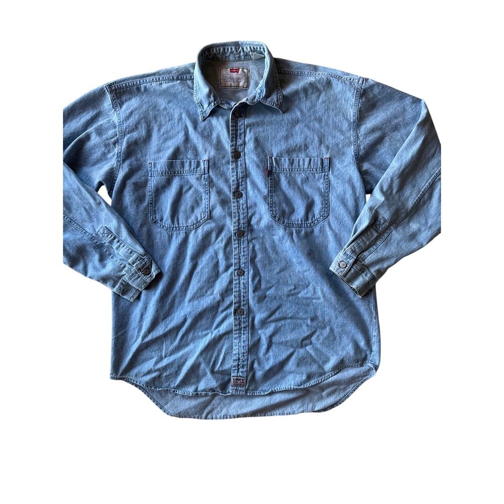 Vintage 90s Levi's Red Tab Mens L Light Wash Denim Shirt